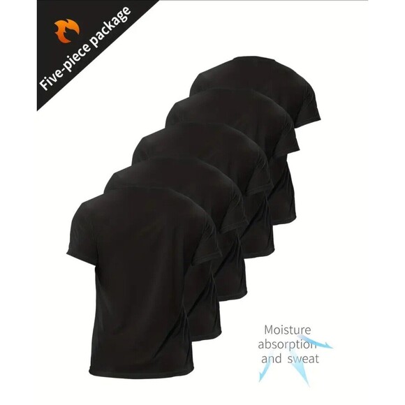 5 Pcs (T-Shirts)-(Fitness)-(Gym)-(Running)-(Size- XXL)-(Black)-(New)-$25.00 - Picture 2 of 5